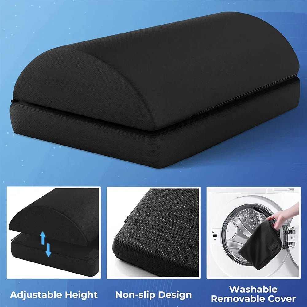 ElevateSupport™ Adjustable Under-Desk Footrest – Memory Foam Support for Office & Gaming