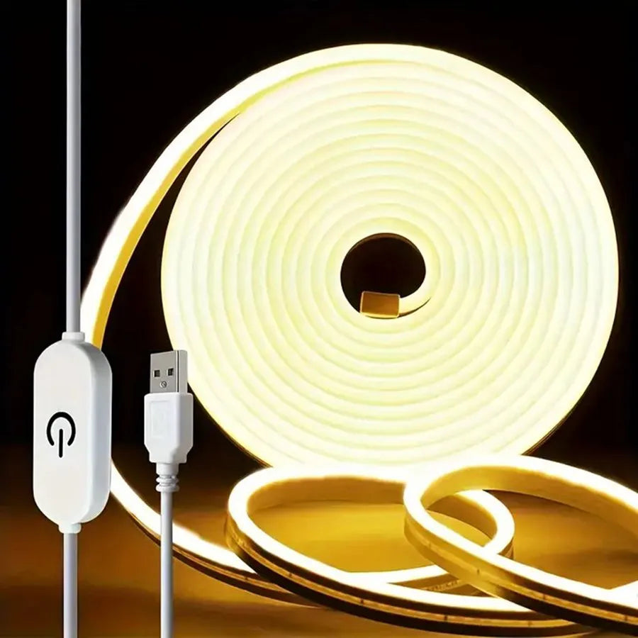 USB Neon LED Strip Light – Dimmable Touch-Control Flexible Glow for Desks, Bedrooms & Gaming Setups (Waterproof, 5V).
