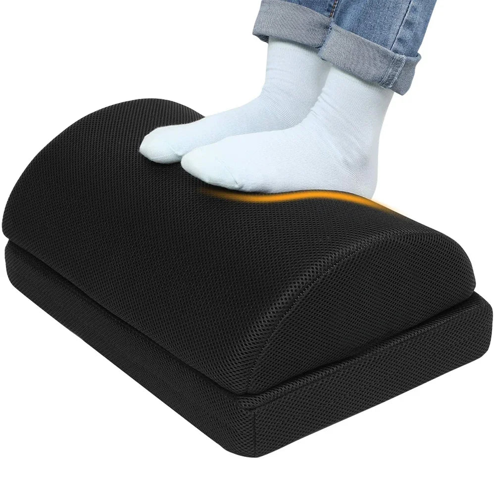 ElevateSupport™ Adjustable Under-Desk Footrest – Memory Foam Support for Office & Gaming