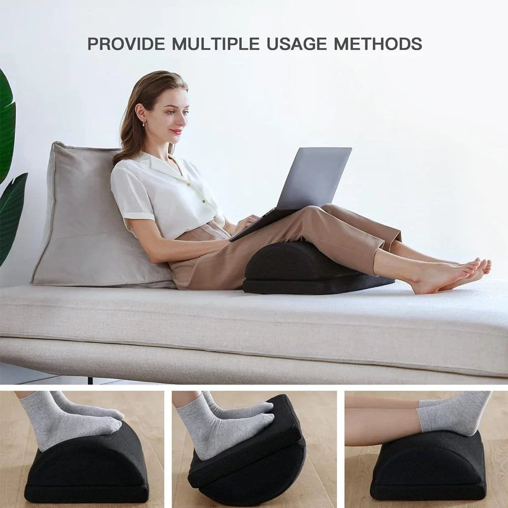 ElevateSupport™ Adjustable Under-Desk Footrest – Memory Foam Support for Office & Gaming