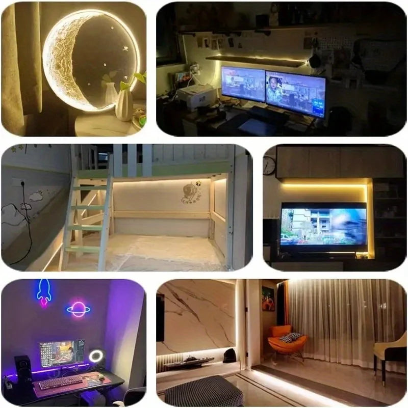 USB Neon LED Strip Light – Dimmable Touch-Control Flexible Glow for Desks, Bedrooms & Gaming Setups (Waterproof, 5V).