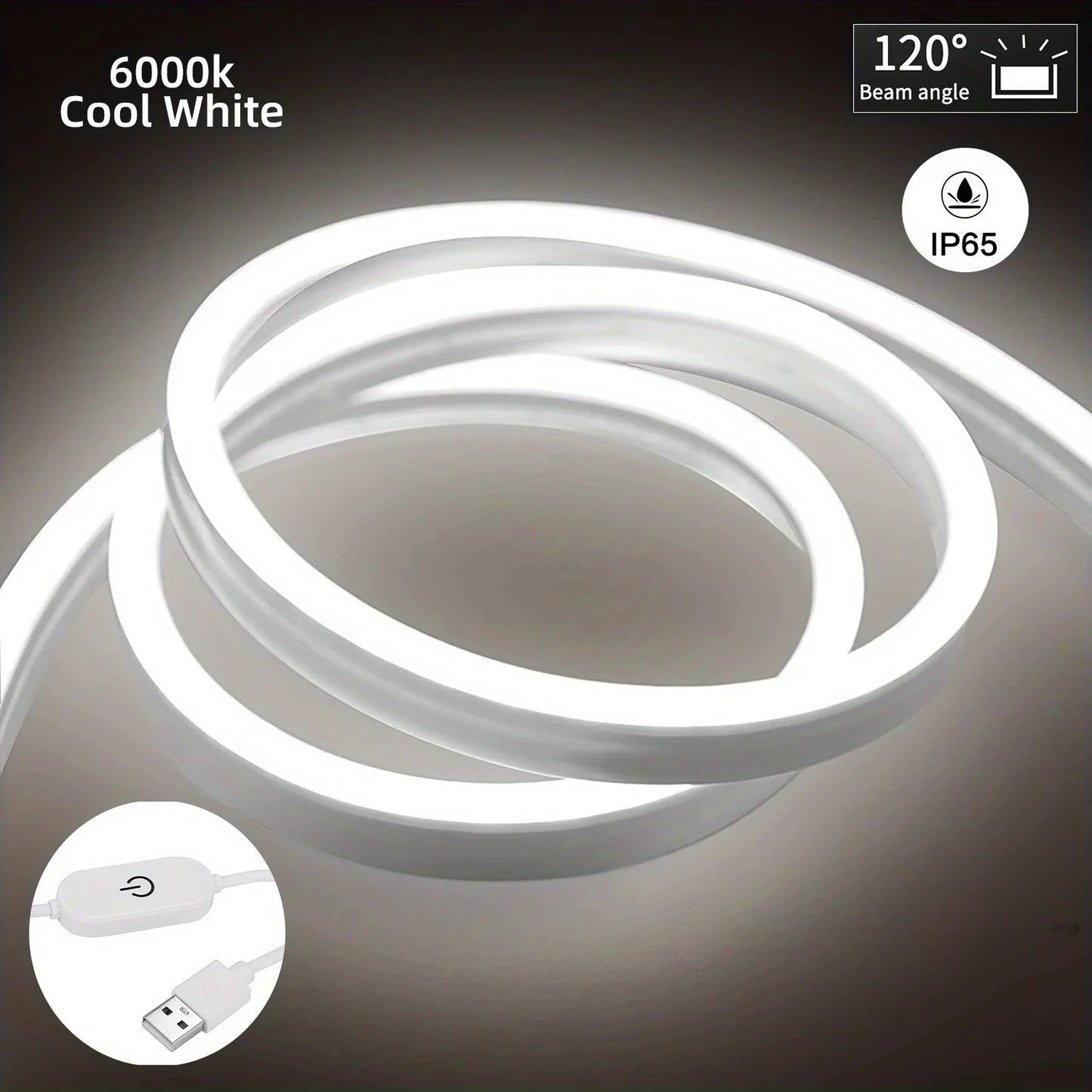 USB Neon LED Strip Light – Dimmable Touch-Control Flexible Glow for Desks, Bedrooms & Gaming Setups (Waterproof, 5V).