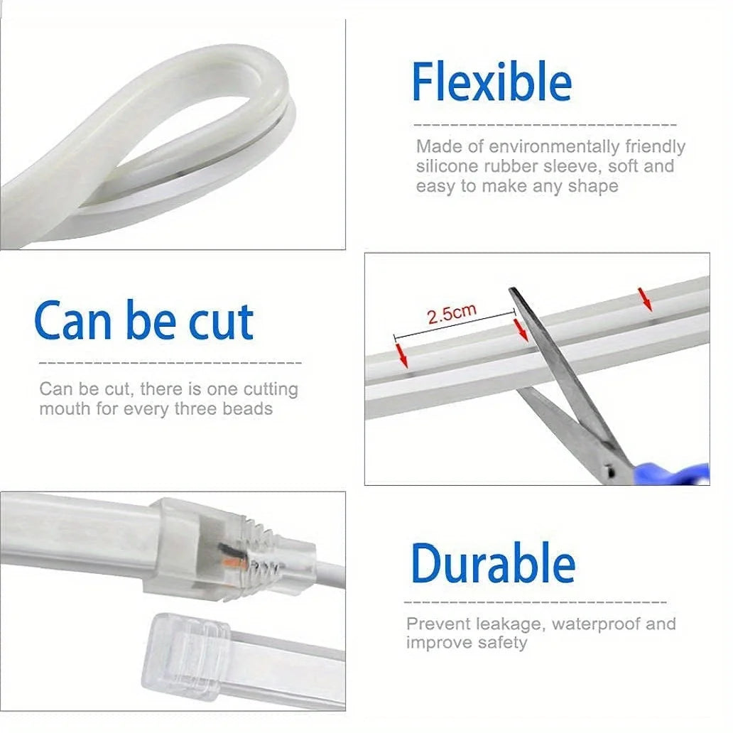 USB Neon LED Strip Light – Dimmable Touch-Control Flexible Glow for Desks, Bedrooms & Gaming Setups (Waterproof, 5V).