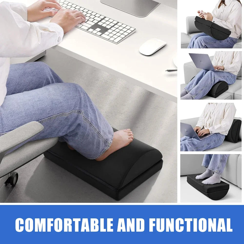 ElevateSupport™ Adjustable Under-Desk Footrest – Memory Foam Support for Office & Gaming