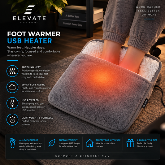 Elevate Support™ USB Heated Foot Warmer – Soft Plush Thermal Comfort