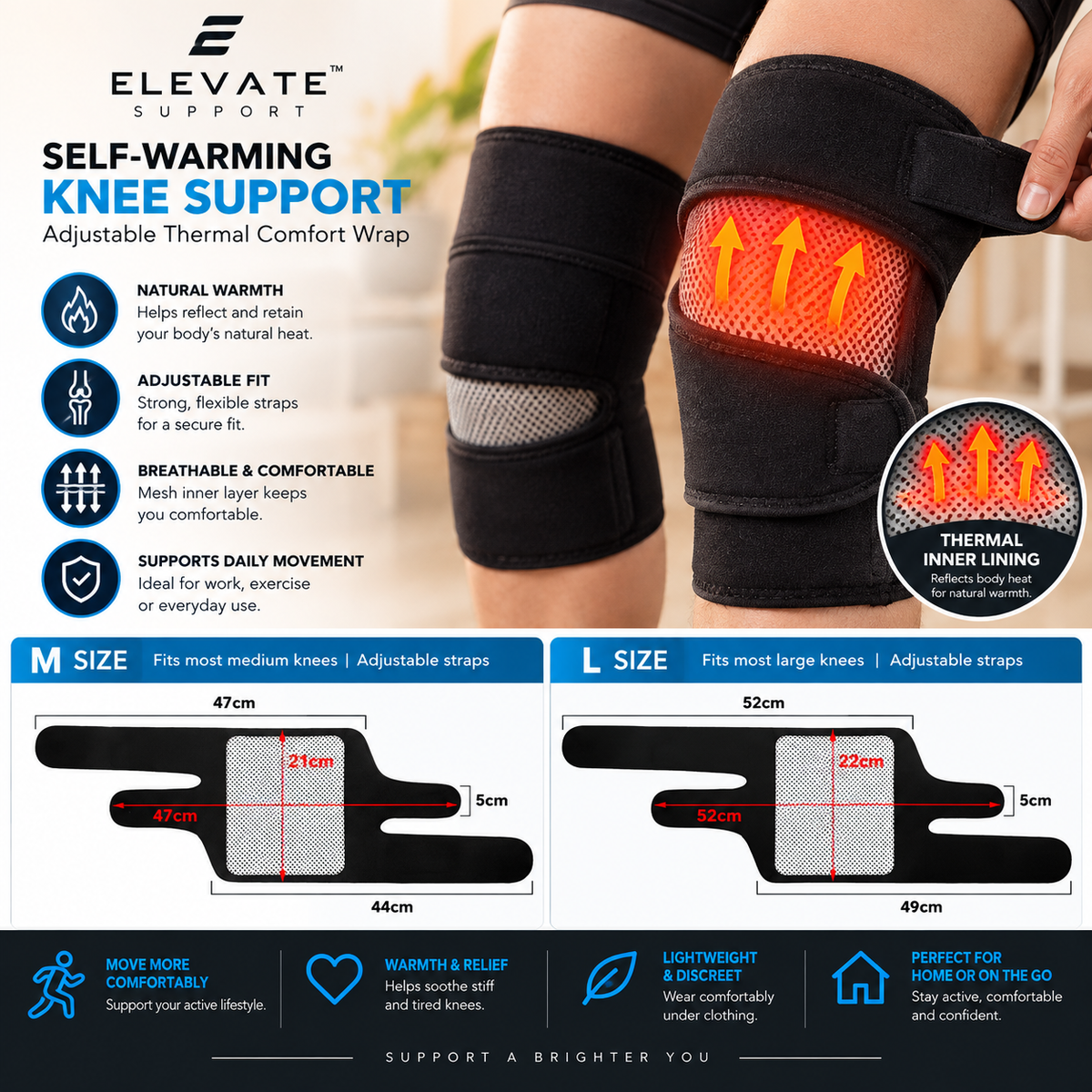 Self-Warming Knee Support