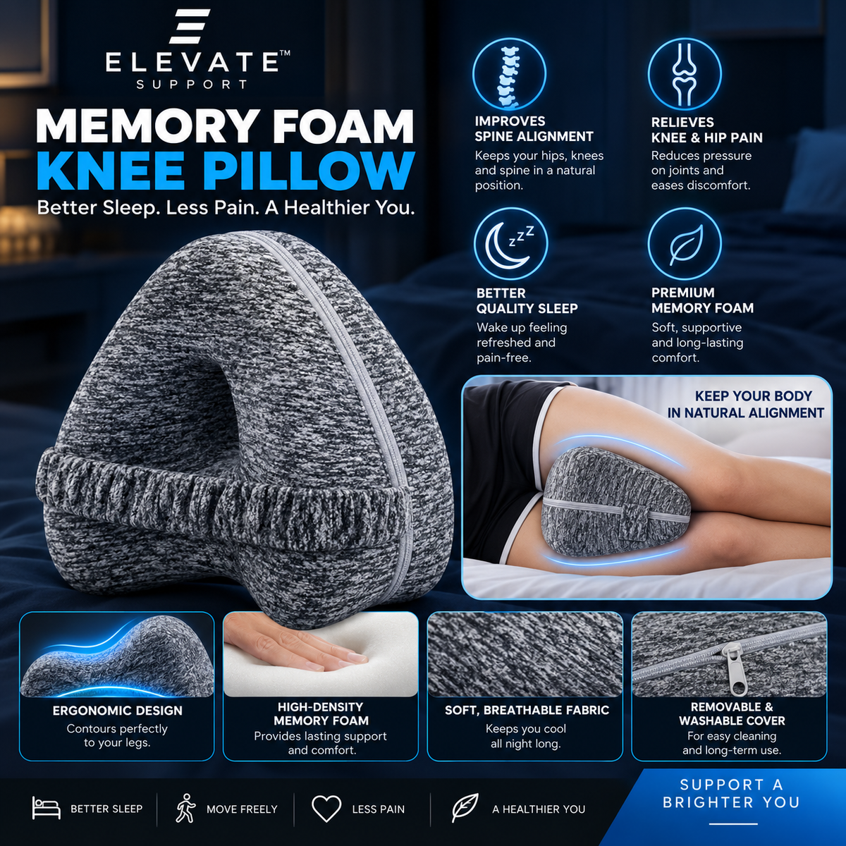 Ergonomic Knee Support Pillow