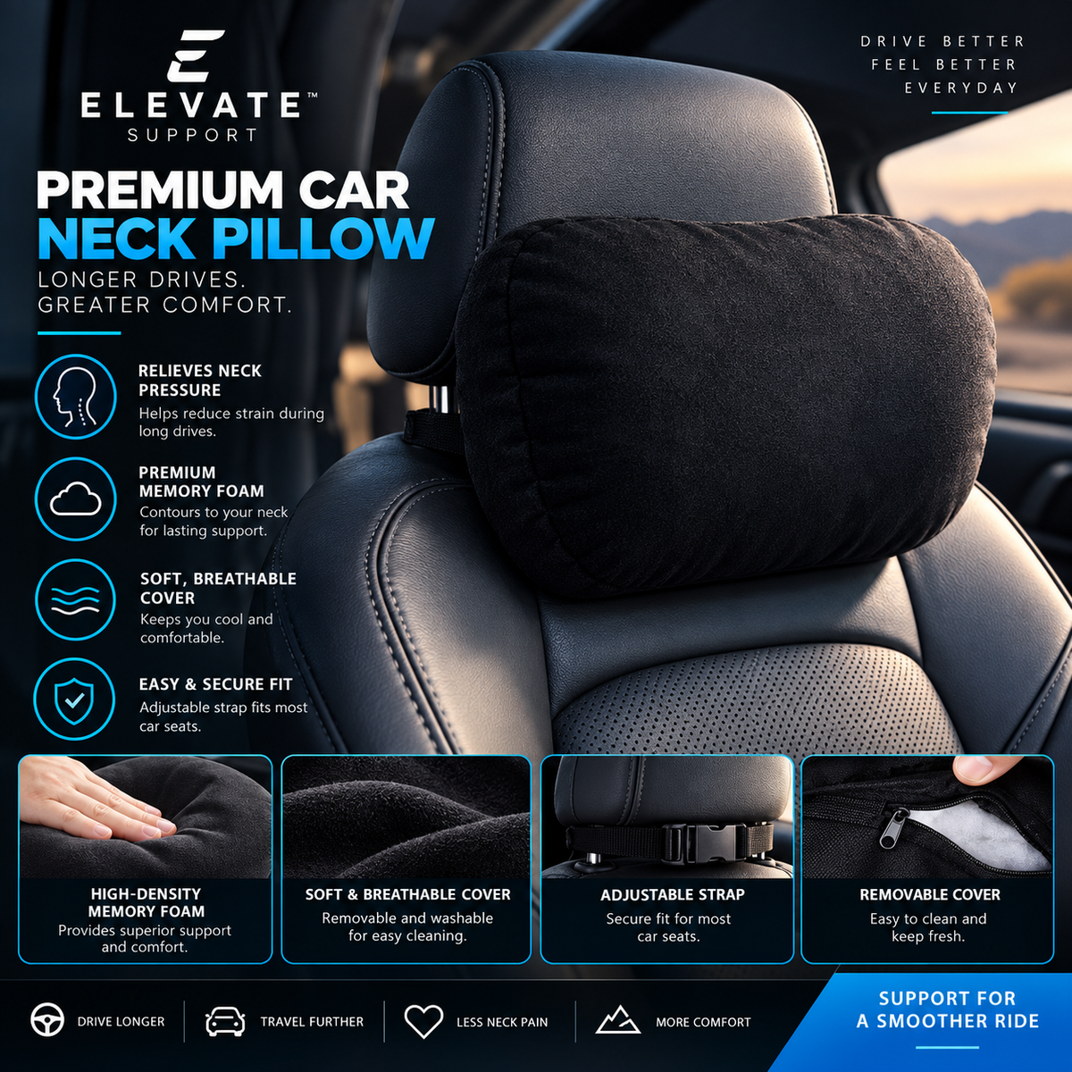 Memory Foam Car Neck Pillow