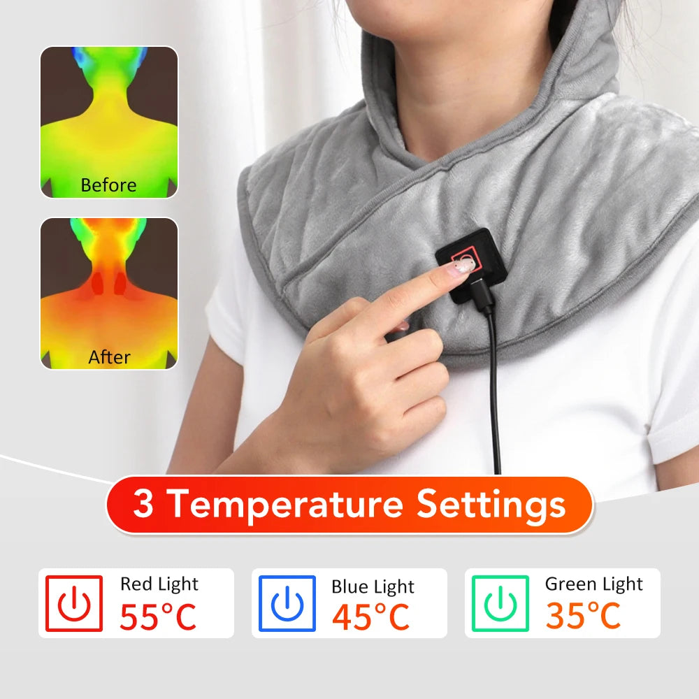 USB Heated Back Wrap Electric Heating Shoulder Neck Pad with 3 Heat Levels Soft Hot Compress Fast Heated Pad for Neck And Should