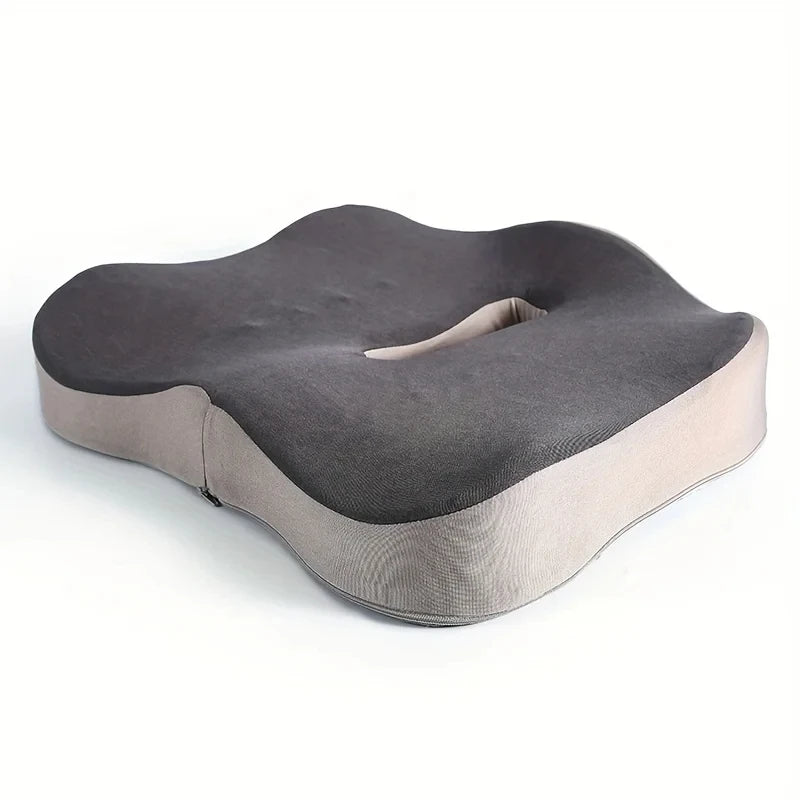Memory foam seat cushion, with a central groove ergonomic pressure pad