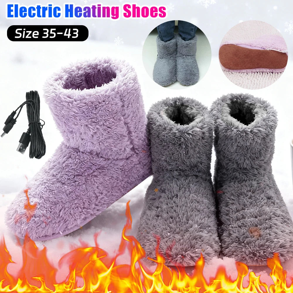 Rechargeable Heated Slippers – USB Foot Warmer Shoes for Winter Comfort (Men & Women)