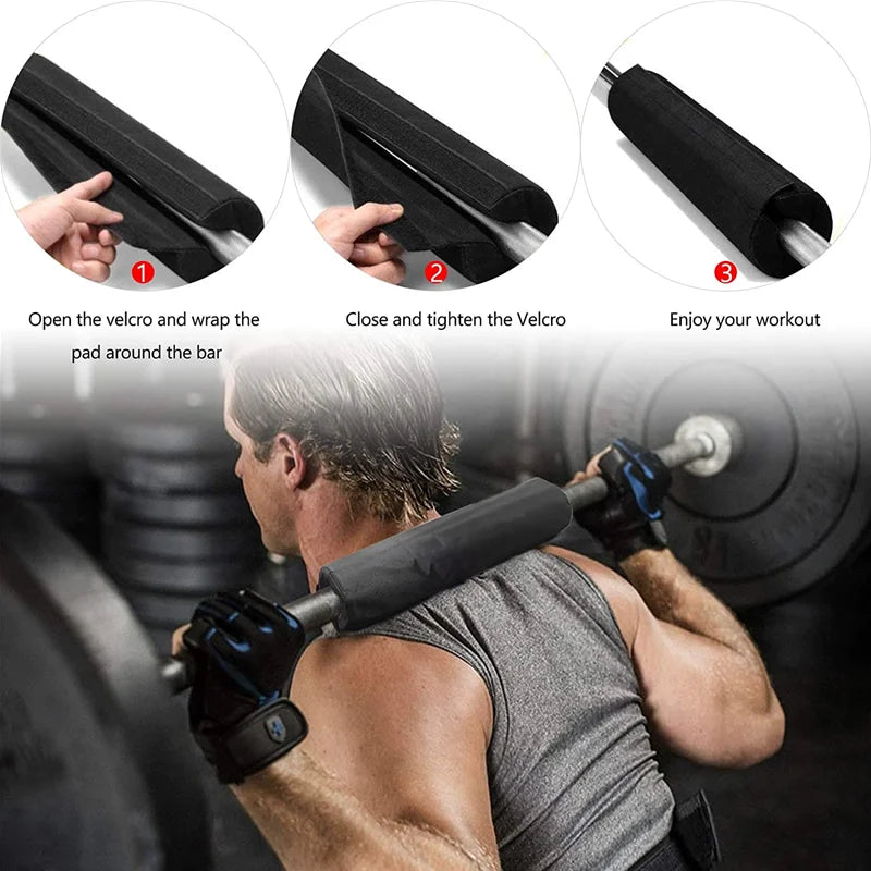 Memory Foam Barbell Pad – Neck & Shoulder Protector for Squats & Hip Thrusts with Securing Straps