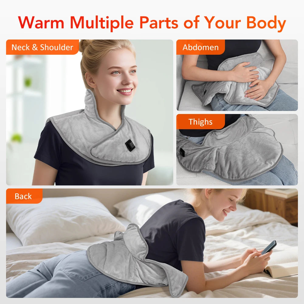 USB Heated Back Wrap Electric Heating Shoulder Neck Pad with 3 Heat Levels Soft Hot Compress Fast Heated Pad for Neck And Should