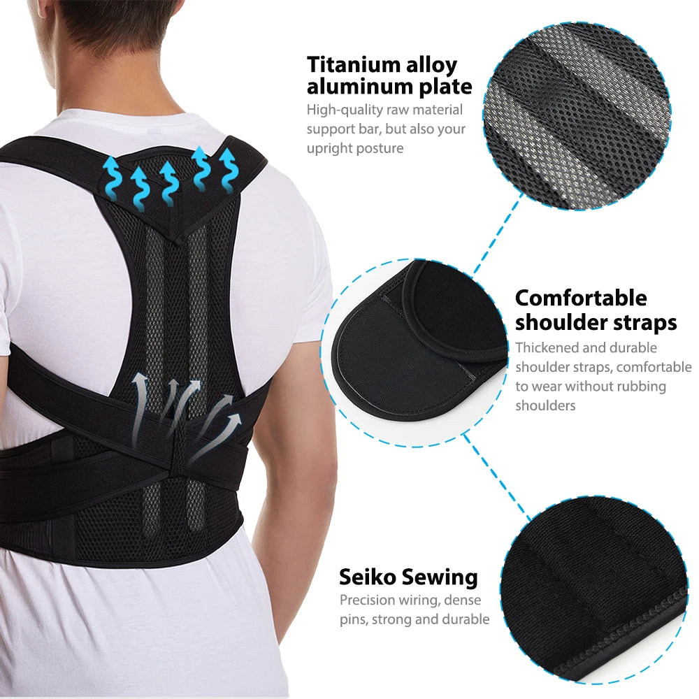 Back Brace Posture Corrector – Adjustable Shoulder & Upper Back Support for Men & Women