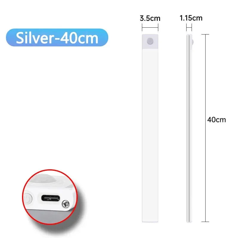 Rechargeable Motion Sensor LED Light Bar – Wireless Under-Cabinet & Desk Lighting (USB-C, Adjustable Brightness)