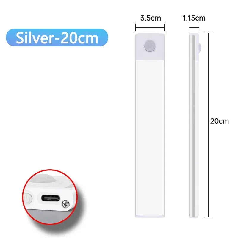 Rechargeable Motion Sensor LED Light Bar – Wireless Under-Cabinet & Desk Lighting (USB-C, Adjustable Brightness)