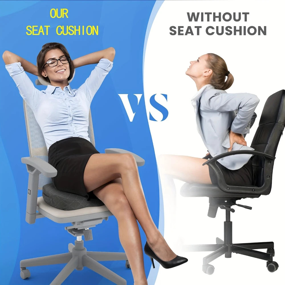 Memory Foam Ergonomic Hip Seat Cushion - Breathable Seat Cushion, Suitable for Office, Car.