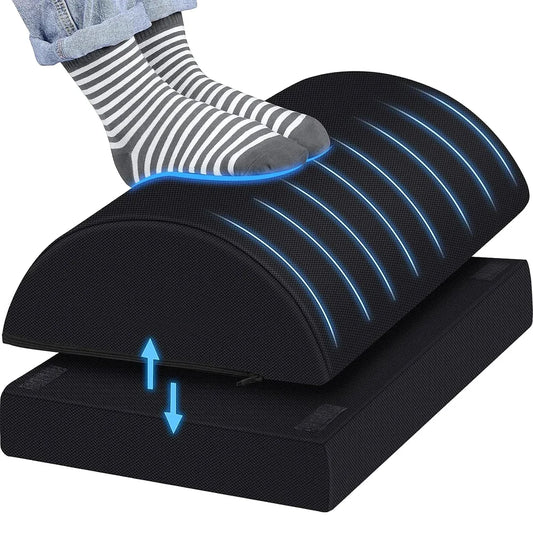 ElevateSupport™ Adjustable Under-Desk Footrest – Memory Foam Support for Office & Gaming