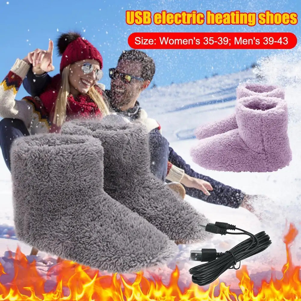 Rechargeable Heated Slippers – USB Foot Warmer Shoes for Winter Comfort (Men & Women)