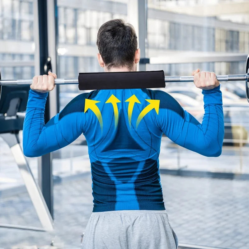 Memory Foam Barbell Pad – Neck & Shoulder Protector for Squats & Hip Thrusts with Securing Straps