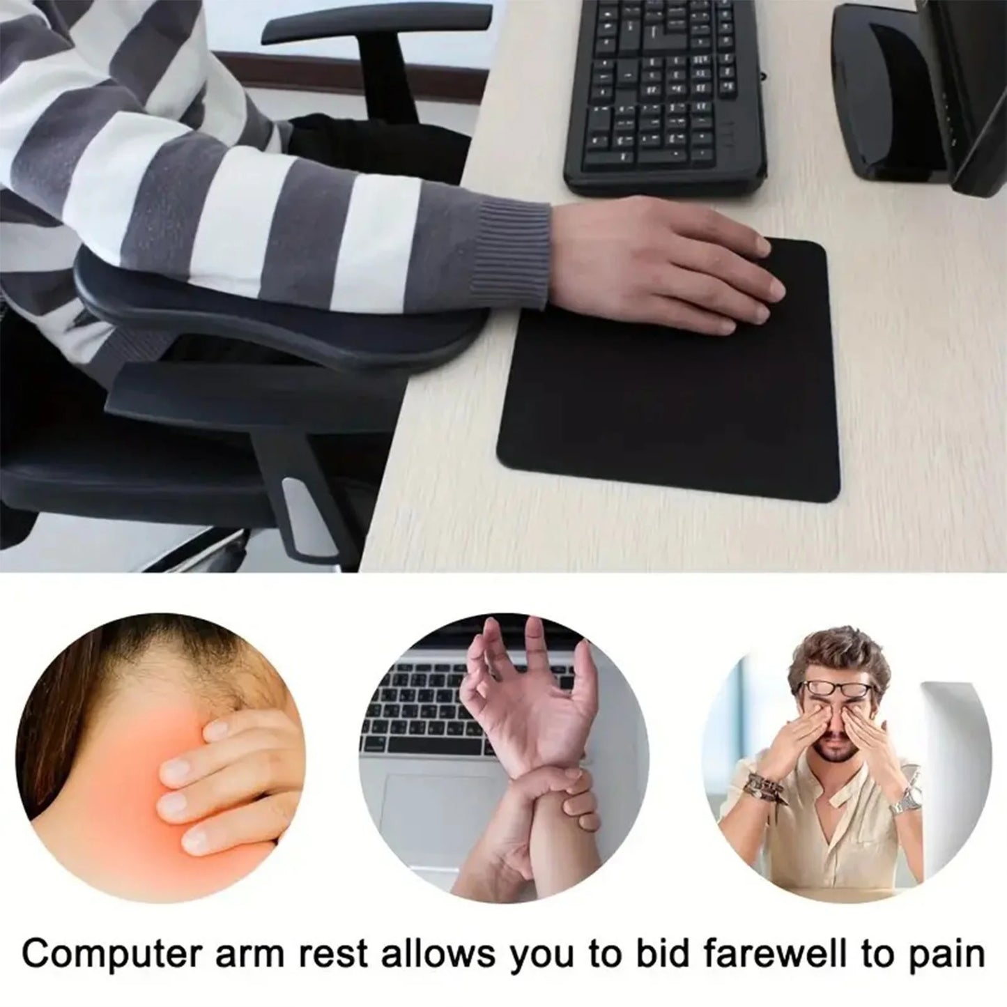 Ergonomic Desk Armrest Support – Reduce Elbow & Shoulder Pain