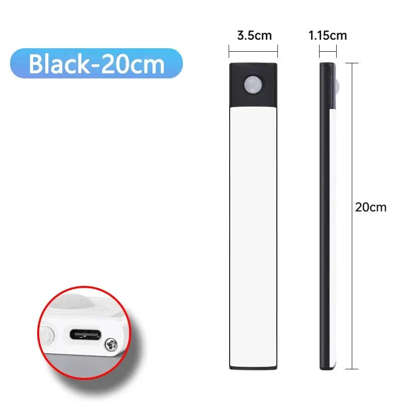 Rechargeable Motion Sensor LED Light Bar – Wireless Under-Cabinet & Desk Lighting (USB-C, Adjustable Brightness)