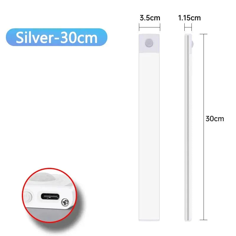 Rechargeable Motion Sensor LED Light Bar – Wireless Under-Cabinet & Desk Lighting (USB-C, Adjustable Brightness)