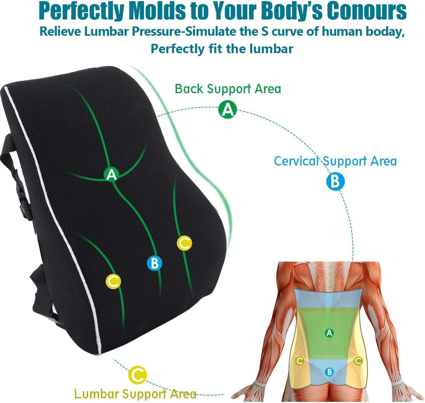 Ergonomic Lumbar Support Cushion for Office Chair & Car
