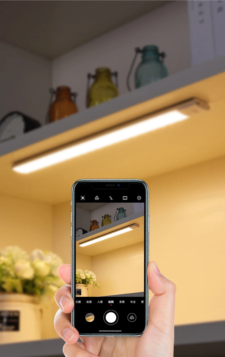 Rechargeable Motion Sensor LED Light Bar – Wireless Under-Cabinet & Desk Lighting (USB-C, Adjustable Brightness)