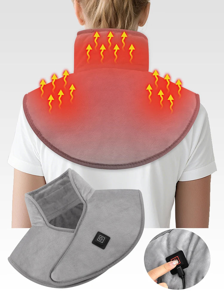 USB Heated Back Wrap Electric Heating Shoulder Neck Pad with 3 Heat Levels Soft Hot Compress Fast Heated Pad for Neck And Should