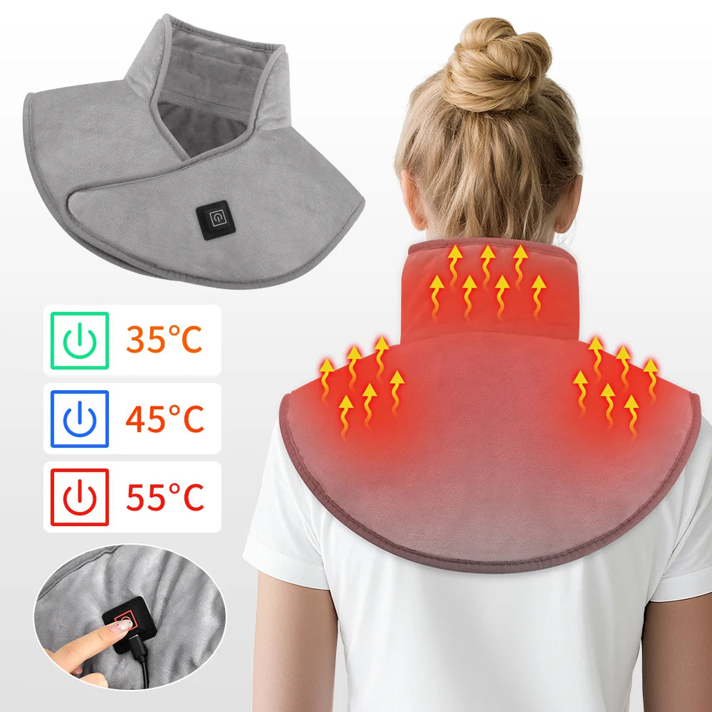 USB Heated Back Wrap Electric Heating Shoulder Neck Pad with 3 Heat Levels Soft Hot Compress Fast Heated Pad for Neck And Should
