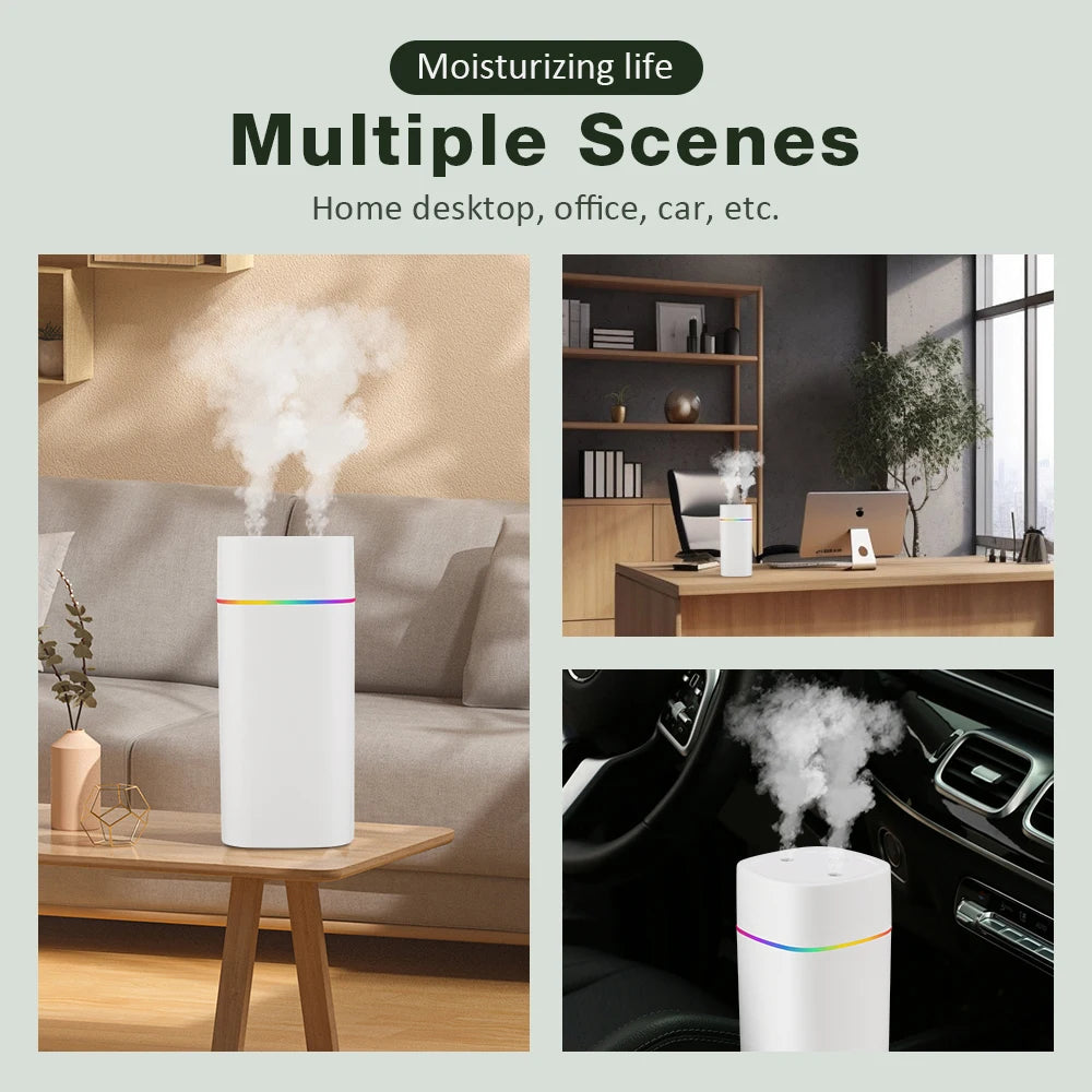 USB Cool Mist Humidifier 600ml – Portable Air Diffuser with Colorful Night Light | Elevate Support
