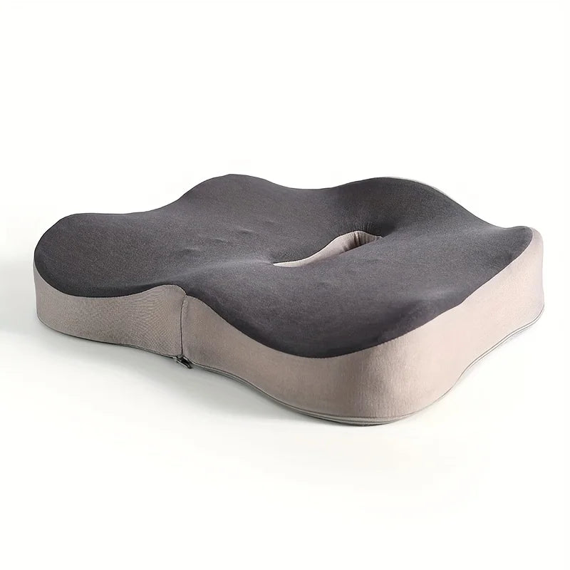 Memory foam seat cushion, with a central groove ergonomic pressure pad