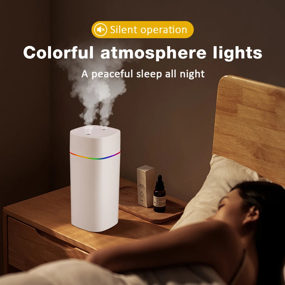 USB Cool Mist Humidifier 600ml – Portable Air Diffuser with Colorful Night Light | Elevate Support