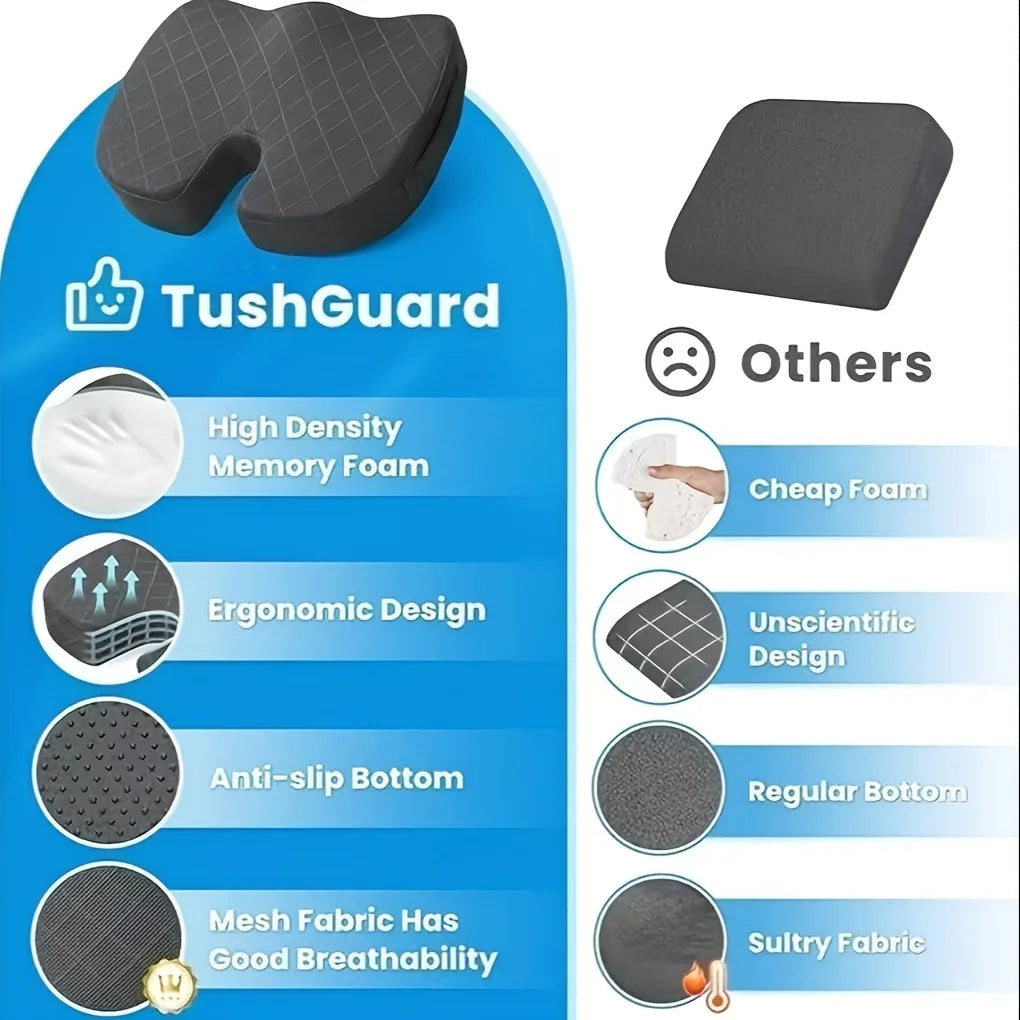 Memory Foam Ergonomic Hip Seat Cushion - Breathable Seat Cushion, Suitable for Office, Car.