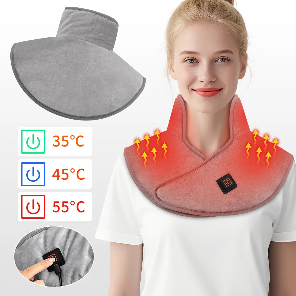 USB Heated Back Wrap Electric Heating Shoulder Neck Pad with 3 Heat Levels Soft Hot Compress Fast Heated Pad for Neck And Should