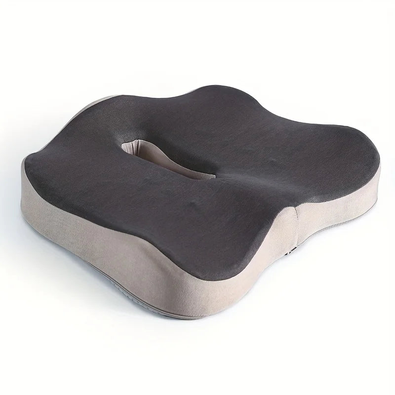 Memory foam seat cushion, with a central groove ergonomic pressure pad