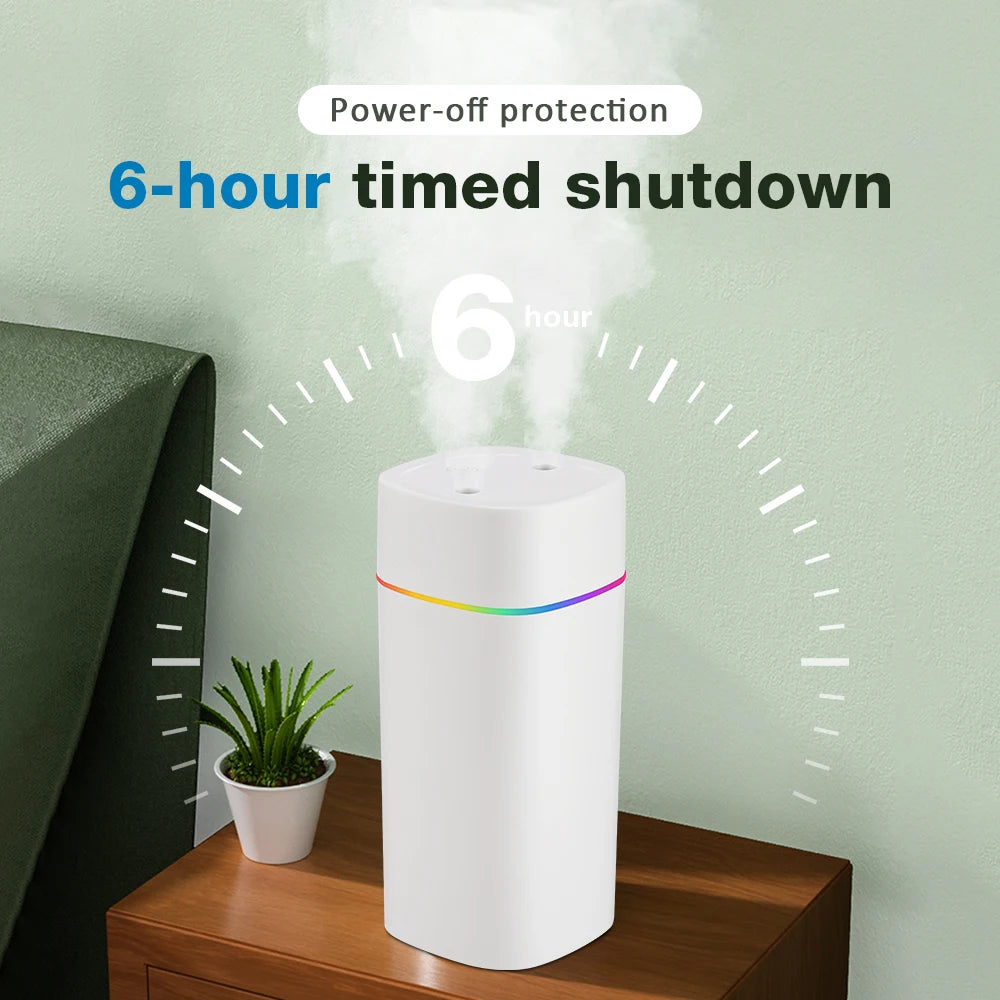 USB Cool Mist Humidifier 600ml – Portable Air Diffuser with Colorful Night Light | Elevate Support