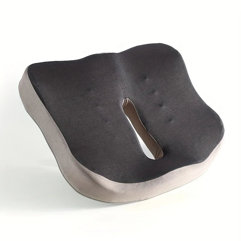 Memory foam seat cushion, with a central groove ergonomic pressure pad