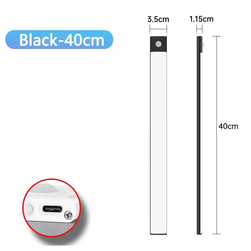 Rechargeable Motion Sensor LED Light Bar – Wireless Under-Cabinet & Desk Lighting (USB-C, Adjustable Brightness)