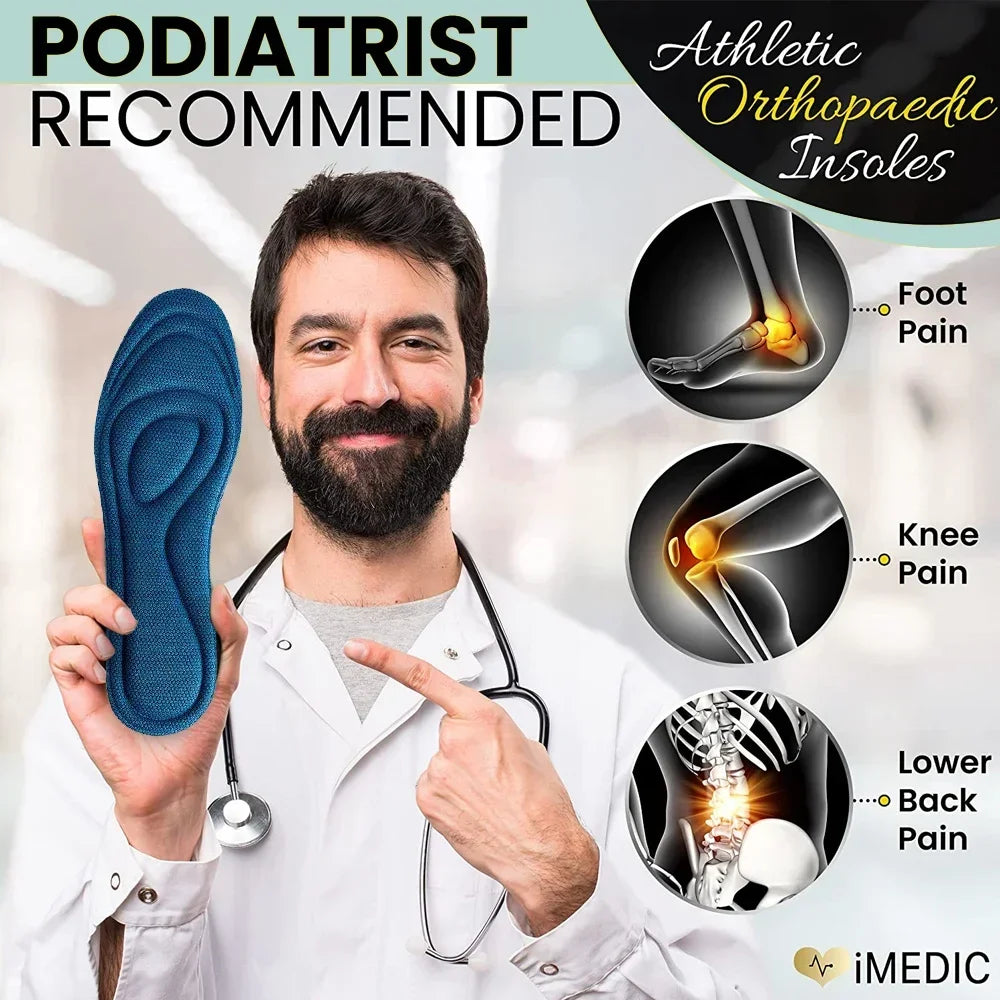 Memory Foam Orthopedic Insoles – 2-Pair Pack, Antibacterial Sport Inserts for Shoes