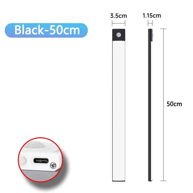 Rechargeable Motion Sensor LED Light Bar – Wireless Under-Cabinet & Desk Lighting (USB-C, Adjustable Brightness)
